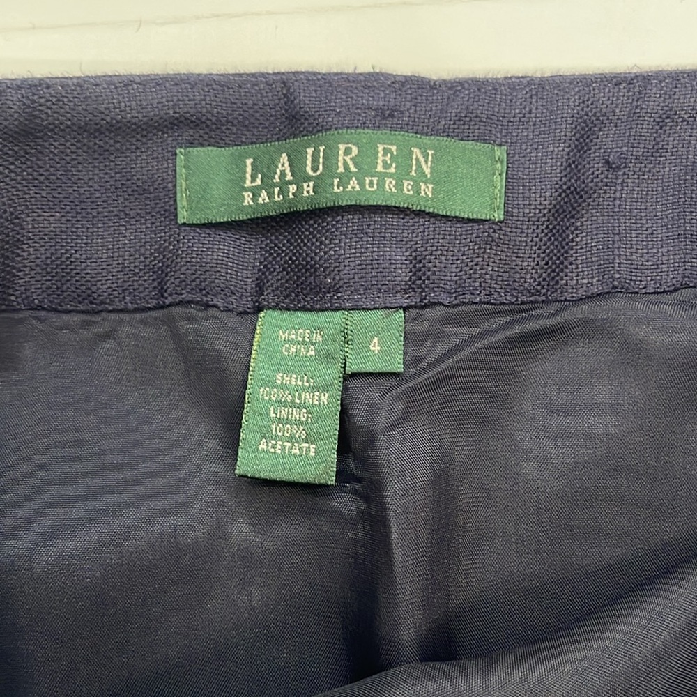 Lauren Ralph Lauren Navy Blue 100% Linen Skirt - Picture 4 of 5